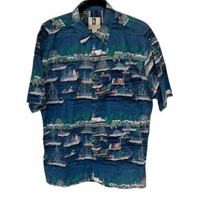 Vintage 90's Kahala Mens Multicolor Balboa Island Christmas Boat Parade Shirt M